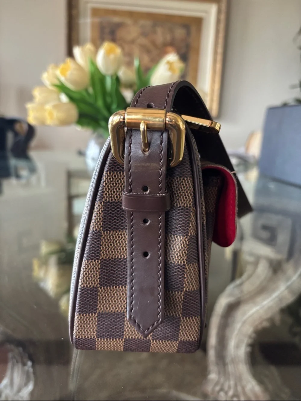 Louis Vuitton Damier Ebene Ravello GM cross body Bag with Gold Hardware - Picture 5 of 8